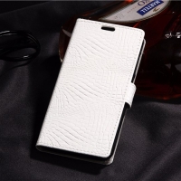 Croco ผิวกระเป๋าสตางค์หนังยืนปกสำหรับ Huawei P9 - สีขาว