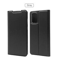 Case OPPO Reno 7z 5G #เคสแบบฝาพับหนัง PU Magnetic Adsorption Stand Leather Card Holder สีเทาเข้ม
