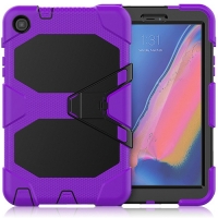 Case Samsung Galaxy Tab A 8.0 (2019) P200 P205 #เคสฝาหลังไฮบริดกันกระแทก ซิลิโคน+พลาสติก Combo Shell น้ำหนักเบา สีม่วง