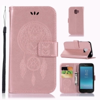 Case Samsung Galaxy J2 Pro 2018 #เคสฝาพับแบบกระเป๋าสตางค์ฝาพับหนัง PU ลายนกฮูก Dream Catcher Owl สีโรสโกลด์