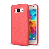 Case Samsung Galaxy J2 Prime #เคสฝาหลัง TPU ลายหนัง PU ผิวลิ้นจี่ช่วยป้องกันลายนิ้วมือและกันลื่นได้ดี สีแดง