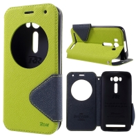 เคส Asus Zenfone 2 Laser ZE500KG ZE500KL 5.0นิ้ว #เคสเกาหลี ฝาพับมีชองวิวสีสันสวยงาม สีเขียวอ่อน