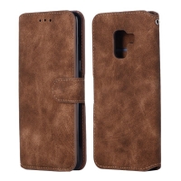 Case Samsung Galaxy A8 (2018) #เคสฝาพับหนัง PU แบบย้อนยุคคุณภาพดีสไตล์กระเป๋าสตางค์ สีน้ำตาล