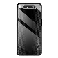 Case Samsung Galaxy A80 #เคสฝาหลังด้านหลังผิวกระจกนิรภัยไล่ระดับสีขอบนิ่ม Gradient Tempered Glass Back + Soft TPU Edge สีดำ