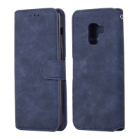 Case Samsung Galaxy A8 (2018) #เคสฝาพับหนัง PU แบบย้อนยุคคุณภาพดีสไตล์กระเป๋าสตางค์ สีน้ำเงิน