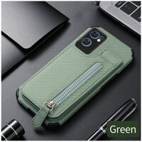 เคส OPPO A9 (2020)/A5 (2020)#เคสฝาหลังหนัง TPU+PU ขาตั้งพับได้มีมีซ่องซิบ สีเขียว