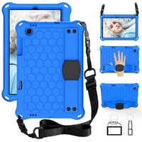 Case Samsung Galaxy Tab S6 Lite 10.4 SM-P610 SM-P615 SM-P617 #เคสกันกระแทกลายรังผึ้งพร้อมสายคล้องไหล่ EVA Tablet Hybrid Shell with Shoulder Strap สี Blue / Black