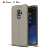 Case Samsung Galaxy S9+ #เคสฝาหลัง TPU นิ่มผิวลิ้นจี่ช่วยป้องกันลายนิ้วมือและกันลื่น สีเทา