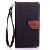 Case Huawei Ascend G7 #เคสฝาพับหนัง PU Leaf Flip Stand Wallet Leather สีดำ