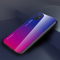 เคส Samsung Galaxy A51 #เคสฝาหลัง Gradient Color Glass + PC + TPU Hybrid Case สี Blue / Rose