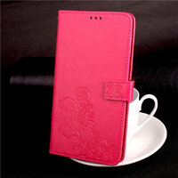 Case Asus Zenfone 3 Ultra ZU680KL #เคสฝาพับมีช่องใส่บัตร Imprinted Clover Leather Wallet สีโรส