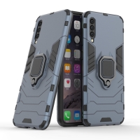 Case Samsung Galaxy A50 #เคสฝาหลังพลาสติกแข็ง +TPU Hybrid Case มีแหวนสวมนิ้วโลหะ สีน้ำเงิน