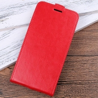 เคส iphone X / iPhone XS #เคสฝาพับแนวตั้งหนัง PU ผิวหนังม้า Crazy Horse Skin Leather สีแดง
