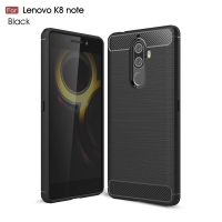Case Lenovo K8 Note #เคสฝาหลัง TPU นิ่มตกแต่งคาร์บอนไฟเบอร์ผิวแปรงสีดำ