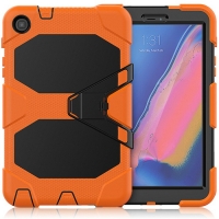 Case Samsung Galaxy Tab A 8.0 (2019) P200 P205 #เคสฝาหลังไฮบริดกันกระแทก ซิลิโคน+พลาสติก Combo Shell น้ำหนักเบา สีส้ม