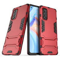 Case OPPO Reno 4 Pro 5G#เคสฝาหลังพลาสติก ไฮบริด TPU + Kickstand สีแดง
