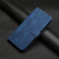เคส Samsung Galaxy A53 5G #เคสฝาพับแม่เหล็กพร้อมช่องใส่บัตรแบบกระเป๋าสตางค์ Magnetic Flip Wallet Bracket Leather TPU Phone Case สีน้ำเงิน