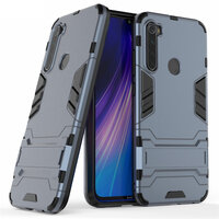 เคส Xiaomi Redmi Note 8 #เคสฝาหลังไฮบริด พลาสติก +TPU มีขาตั้งในตัว สีกรม