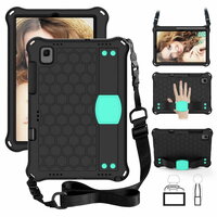 เคส Samsung Galaxy Tab A7 10.4" 2020 (T500,T505,T507) #เคสฝาหลังกันกระแทกลายรังผึ้งพร้อมสายคล้องไหล่ EVA Tablet Hybrid Shell with Shoulder Strap สี Black/Aqua
