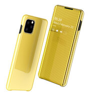 Case iPhone 11 6.1 inch (2019) #เคสฝาพับปกโปร่งแสงผิวเงา Electroplating Mirror Surface Window View สีทอง