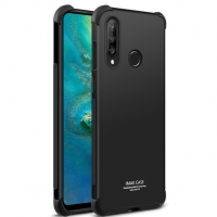 Case Huawei P30 Lite #เคสฝาหลังTPU นิ่ม IMAK Silky Anti-drop Case + ฟิล์มป้องกันหน้าจอ Metal Black ผิวเรียบ
