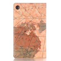 Case Huawei MediaPad M5 8.4 นิ้ว #เคสฝาพับหนัง PU พิมพ์รูปแบบแผนที่ Map Pattern Stand Wallet Leather สีกากี