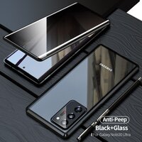 เคส Samsung Galaxy Note 20 Ultra / Note 20 Ultra 5G เคสประกบหน้าหลังกระจกด้านหน้า Anti-peep Adsorption Privacy Glass ป้องกันการมองด้านข้าง ขอบโลหะดูดซับแม่เหล็ก Fully Protection Magnetic Adsorption Glass Metal Phone Protective สีดำ
