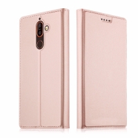 Case Nokia 7 plus #เคสฝาพับหนัง PU Card Holder Auto-absorbed Leather สีโรสโกลด์