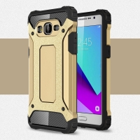 Case Samsung Galaxy J2 Prime #เคสกันกระแทกเกราะป้องกัน ไฮบริด พลาสติก+TPU สวยงามทันสมัย สีทอง