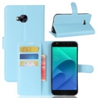 เคส Asus Zenfone 4 Selfie Pro ZD552KL #เคสแบบกระเป๋าสตางค์หนัง PU ผิวลิ้นจี่สีฟ้า