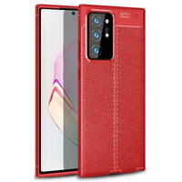 Case Samsung Galaxy S20 Ultra / S20 Ultra 5G #เคสฝาหลัง TPU ผิวลิ้นจี่ช่วยป้องกันลายนิ้วมือและกันลื่นได้ดี สีแดง