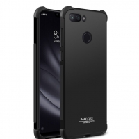 Case Xiaomi Mi 8 Lite #เคสแบบฝาหลัง Skin Feel Anti-drop TPU Case + Explosion-proof Screen Film Metal Black ผิวเรียบ