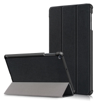 Case Samsung Galaxy TAB A 10.1 2019 SM-T510/SM-T515 #เคสฝาพับหนัง PU แบบพับ 3 พับ Tri-fold Stand Flip Leather Case สีดำ