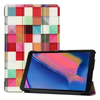 เคส Samsung Galaxy Tab A 8.0 (2019) P200 P205 #เคสฝาพับหนัง PU พิมพ์ลาย Patterned Tri-fold Stand Leather Smart Case ลาย Colorful Checks