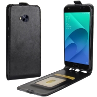 เคส Asus Zenfone 4 Selfie Pro ZD552KL #เคสฝาพับแนวตั้งหนัง PU สีดำ