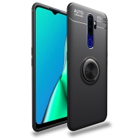 Case OPPO A9 2020 #เคสฝาหลัง TPU Finger Ring Kickstand (แผ่นโลหะแบบ Built-in) Black