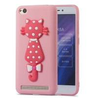 เคส Xiaomi Redmi 5A #เคสฝาหลัง TPU นิ่มรูปแมว 3D น่ารัก สีชมพู