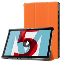 Case Huawei MediaPad M5 Pro 10.8 นิ้ว #เคสฝาพับหนัง PU แบบ 3 พับ Leather Cover with Tri-fold Stand สีส้ม
