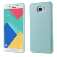 เคส Samsung Galaxy A9 Pro (2016) #เคสฝาหลังหนังคุณภาพดี PU Leather Coated Soft TPU Shell สีฟ้า