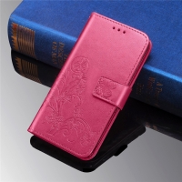 Case Nokia 7 plus #เคสฝาพับมีช่องใส่บัตร Imprint Clover Pattern Leather Wallet สีโรส