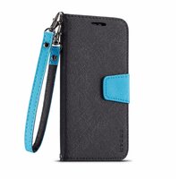 เคส OPPO A12#เคสแบบฝาพับมีช่องใส่บัตรมีสายคล้อง Imprint Clover Pattern Leather Wallet สีดำ