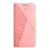 เคส OPPO A12 #เคสฝาพับแบบกระเป๋าสตางค์ Magnetic Flip Wallet Bracket Leather Lattice TPU Phone Case สีชมพู