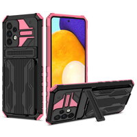 เคส Samsung Galaxy A13 4G#เคสฝาหลังพลาสติกไฮบริดกันกระแทกมีช่องเก็บบัตร TPU Anti Shock Card Slot Shell Armor Case สีชมพู