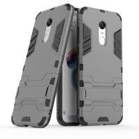 Case Xiaomi Redmi 5 Plus #เคสฝาหลัง Cool Guard ไฮบริด พลาสติก+TPU มีขาตั้งในตัว สีเทา