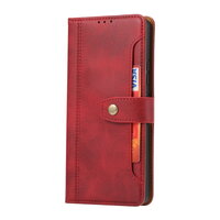 เคส iPhone 13 Pro Max #เคสฝาพับหนัง PU สไตล์กระเป๋าสตางค์พร้อมช่องใส่การ์ด Multi-Card Slots Wallet Casing PU Leather Case Magnetic Buckle Book Flip Cover สีแดง