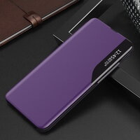 เคส Huawei P30 Lite#เคสฝาพับเคลือบผิวหนัง PU มีช่องวิวด้านข้างพับวางตั้งได้ Smart Flip kickstand leather Cover สีม่วง