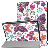 Case Huawei MediaPad M3 Lite10 10.1นิ้ว #เคสฝาพับรูปแบบการพิมพ์ Tri-fold Stand Leather Case ลาย Butterflies and Flowers