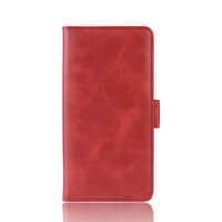 เคส Samsung Galaxy S21 FE 5G #เคสฝาพับหนัง PU มีแถบปิดแม่เหล็กสไตล์กระเป๋าสตางค์ สีแดง