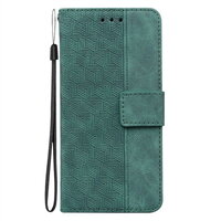 เคส realme 8 (5G) #เคสฝาพับปกหนัง PU ลายเรขาคณิต พร้อมช่องใส่บัตรแบบกระเป๋าสตางค์ สีเขียว