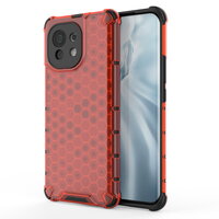Case Xiaomi Mi 11 #เคสฝาหลังกันกระแทก Honeycomb Shock Absorber TPU + PC + Silicone Hybrid สีแดง